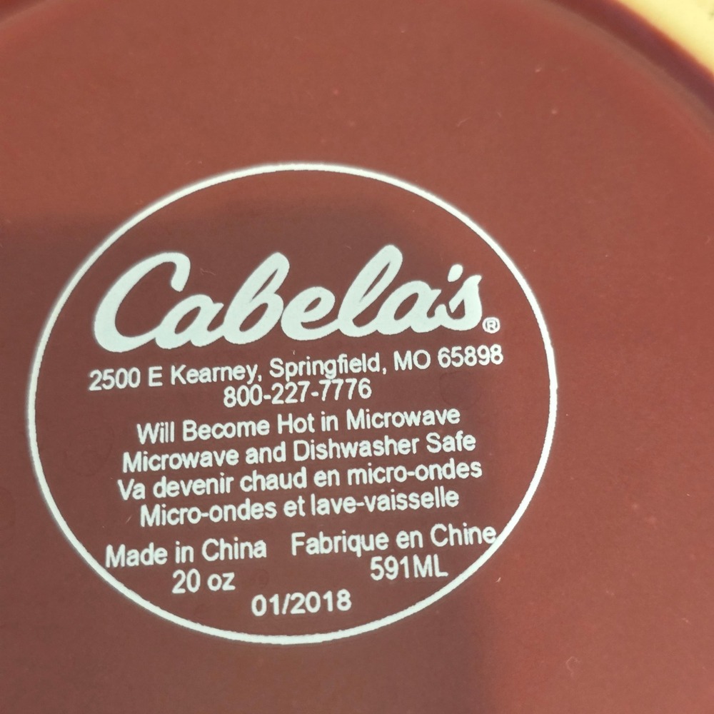 Cabelas Moose Relief Stoneware Coffee Mug Burgundy Red Tan 20oz Lodge 2018 - Picture 4 of 10